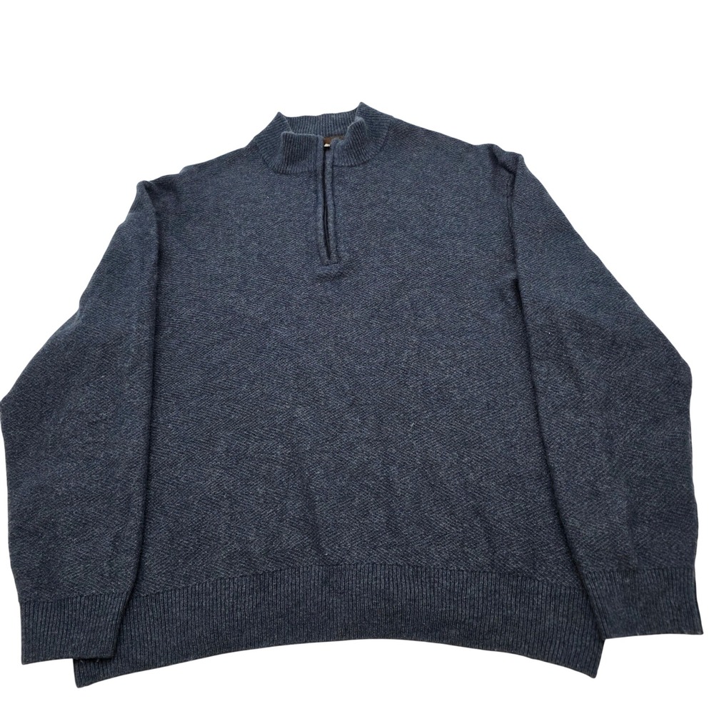 Joseph Abboud Quarter Zip Sweater Mens 2X Blue Wool Blend Classic Fit